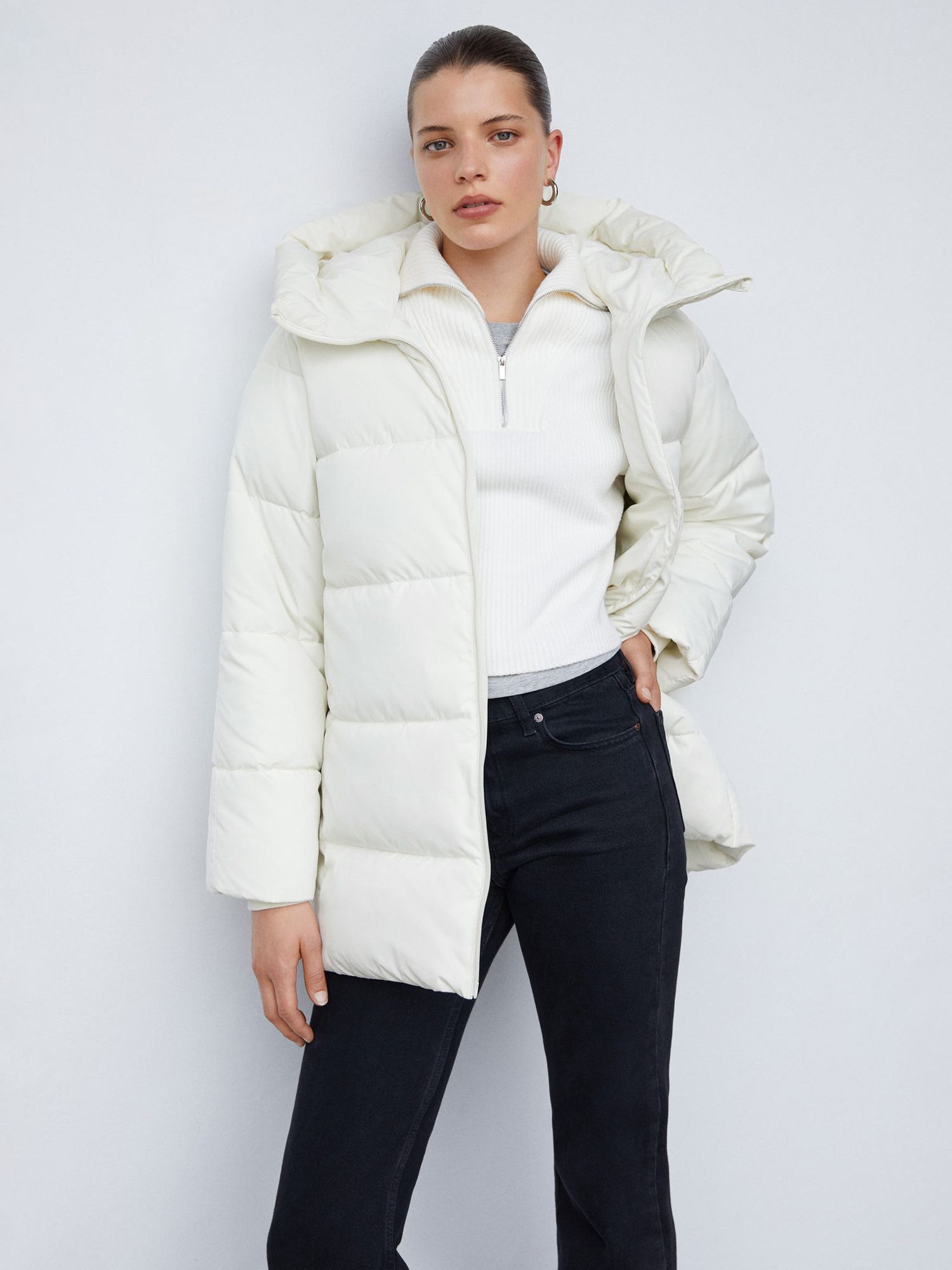 Mango Tokyo Quilted Jacket, Natural White, XXS