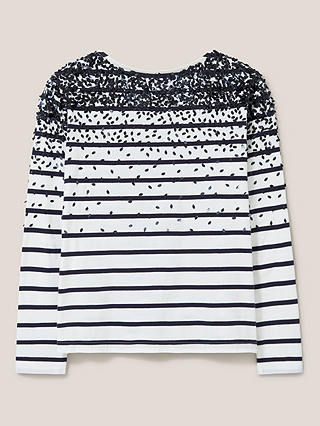 White Stuff Roxy Sequin and Stripe Top, Ivory/Navy