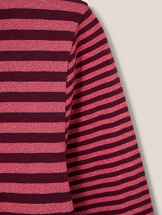 White Stuff Cassie Sparkle Stripe Long Sleeve Top, Pink/Multi