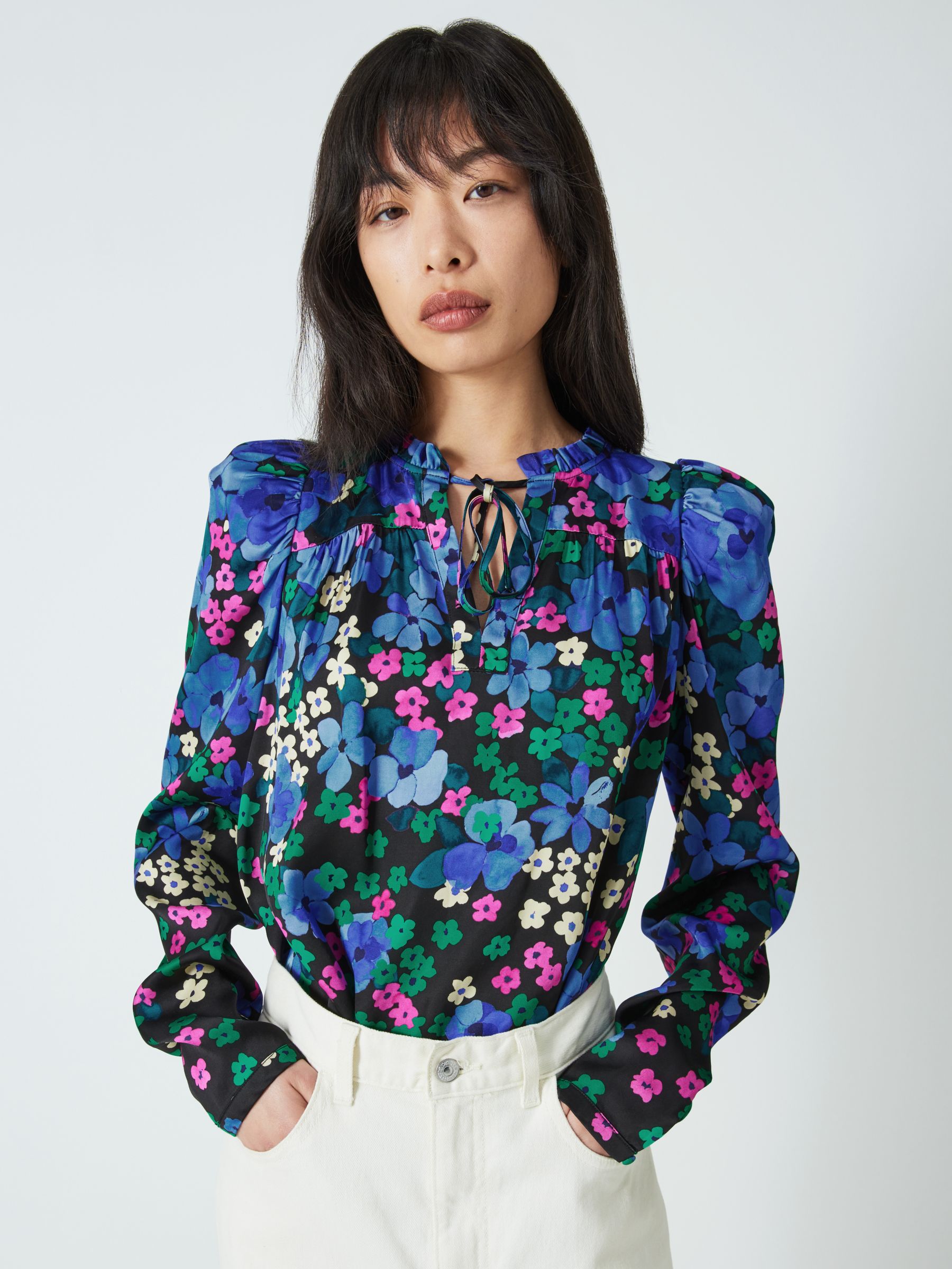 Fabienne Chapot Didi Floral Print Top, Black/Feeling Green