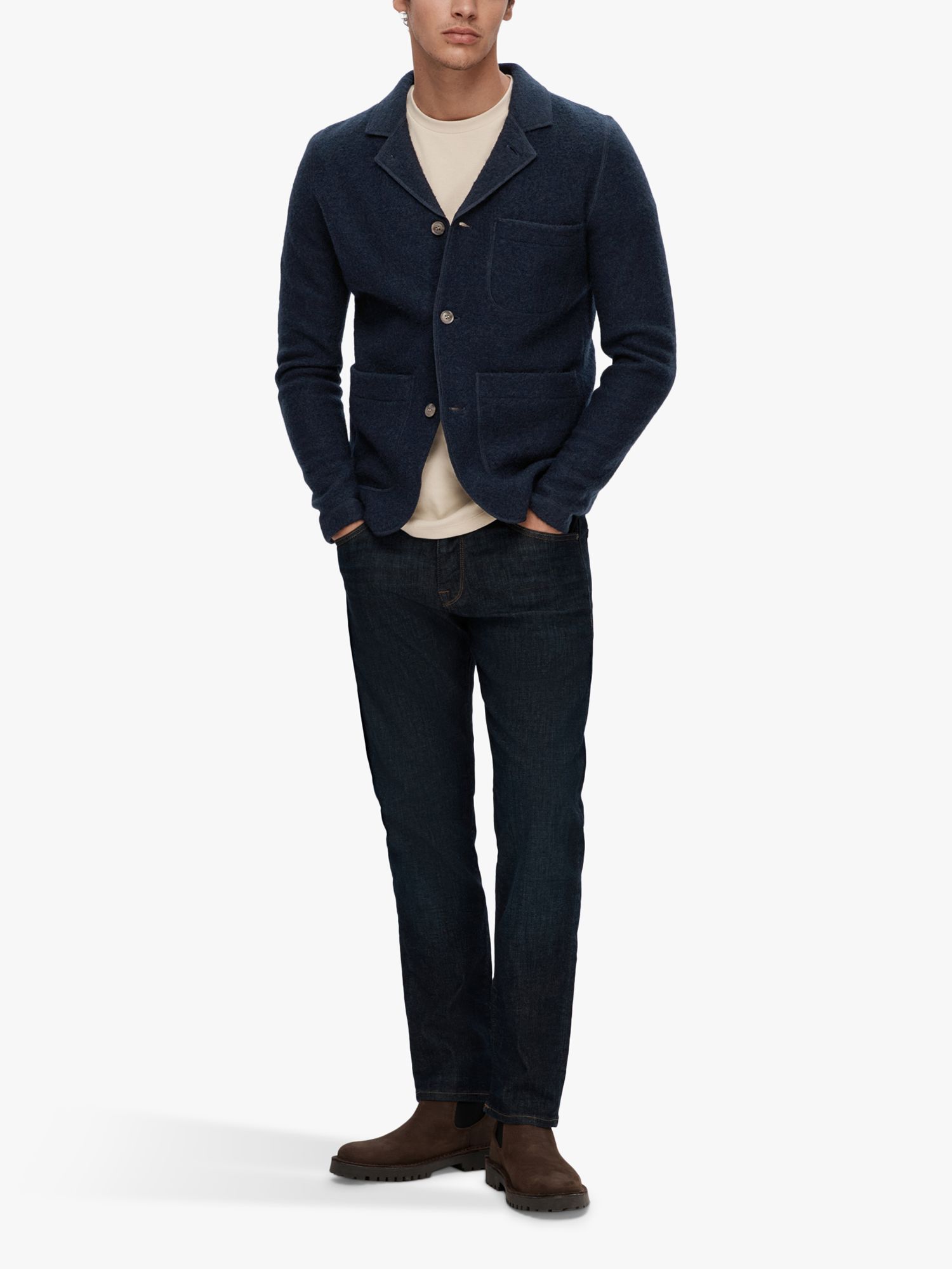 Buy SELECTED HOMME Nealy Knit Blazer Cardigan, Sky Captain Online at johnlewis.com