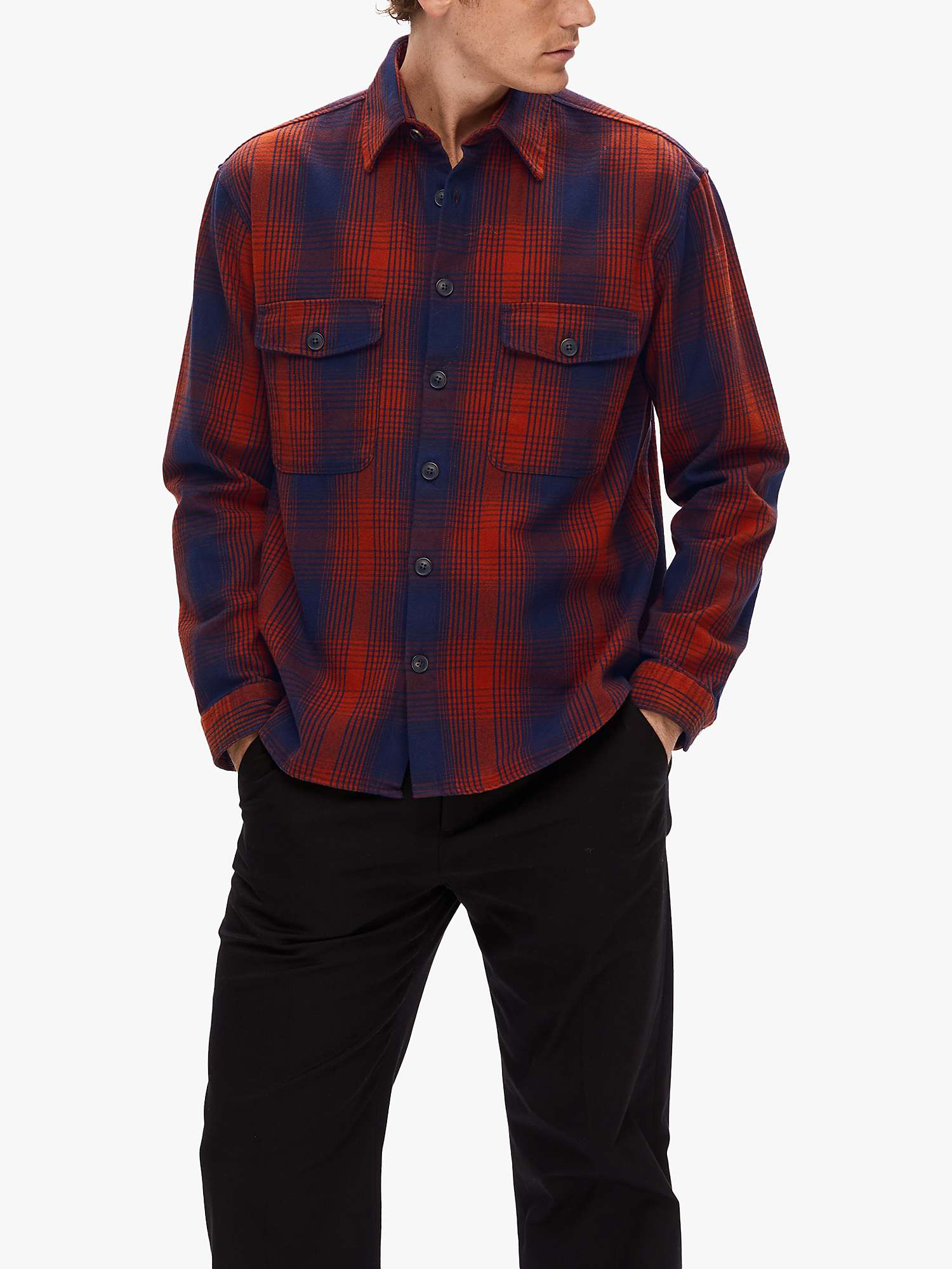 Buy SELECTED HOMME Mason Recycled Cotton Flannel Shirt Online at johnlewis.com