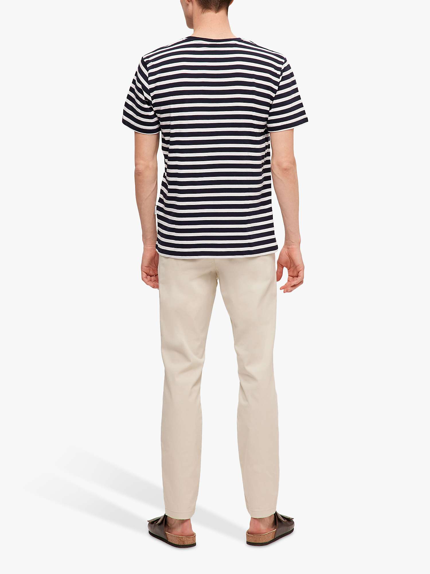 Buy SELECTED HOMME Stripe Organic Cotton T-Shirt, Navy Blazer Online at johnlewis.com