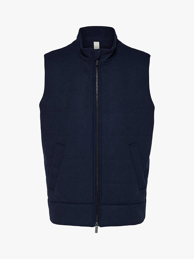 SELECTED HOMME Padded Gilet, Navy at John Lewis & Partners