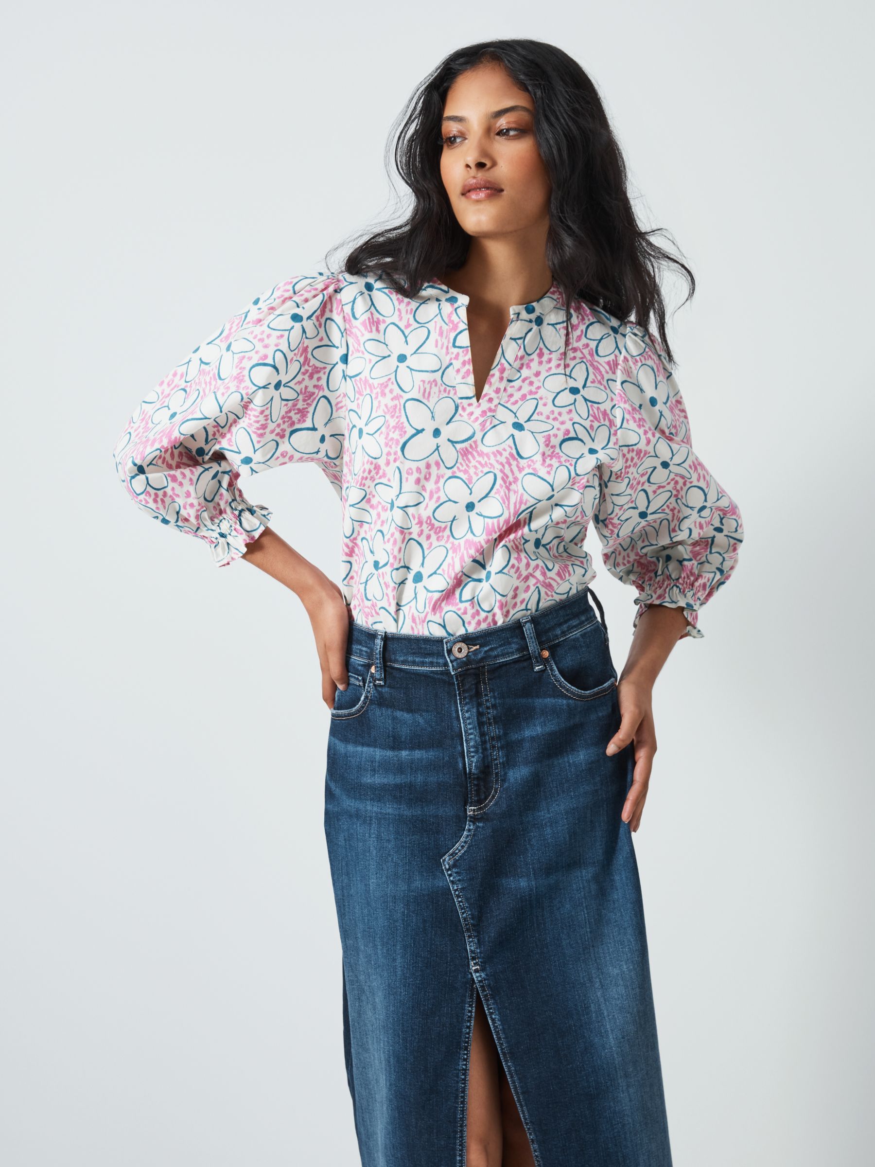Free Falling Cream Floral Blouse