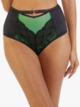 Playful Promises Emelda Lace & Gold Ring High Waist Brief, Green/Black