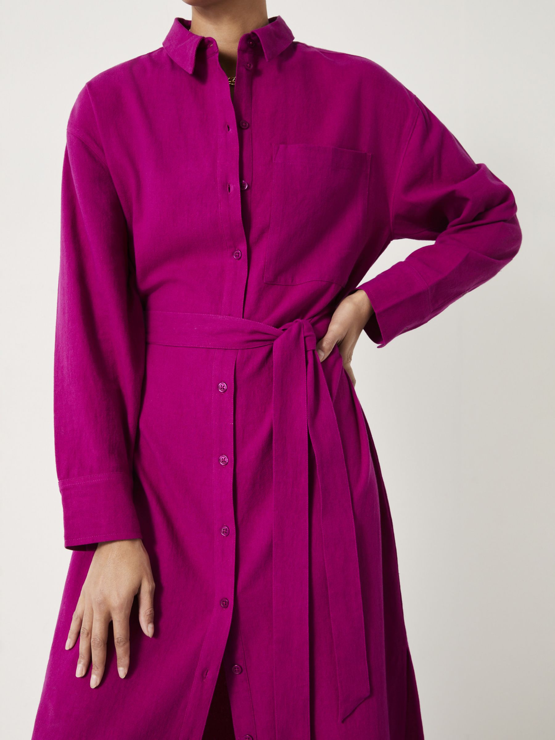 Buy HUSH Alexa Maxi Shirt Dress, Dark Pink Online at johnlewis.com