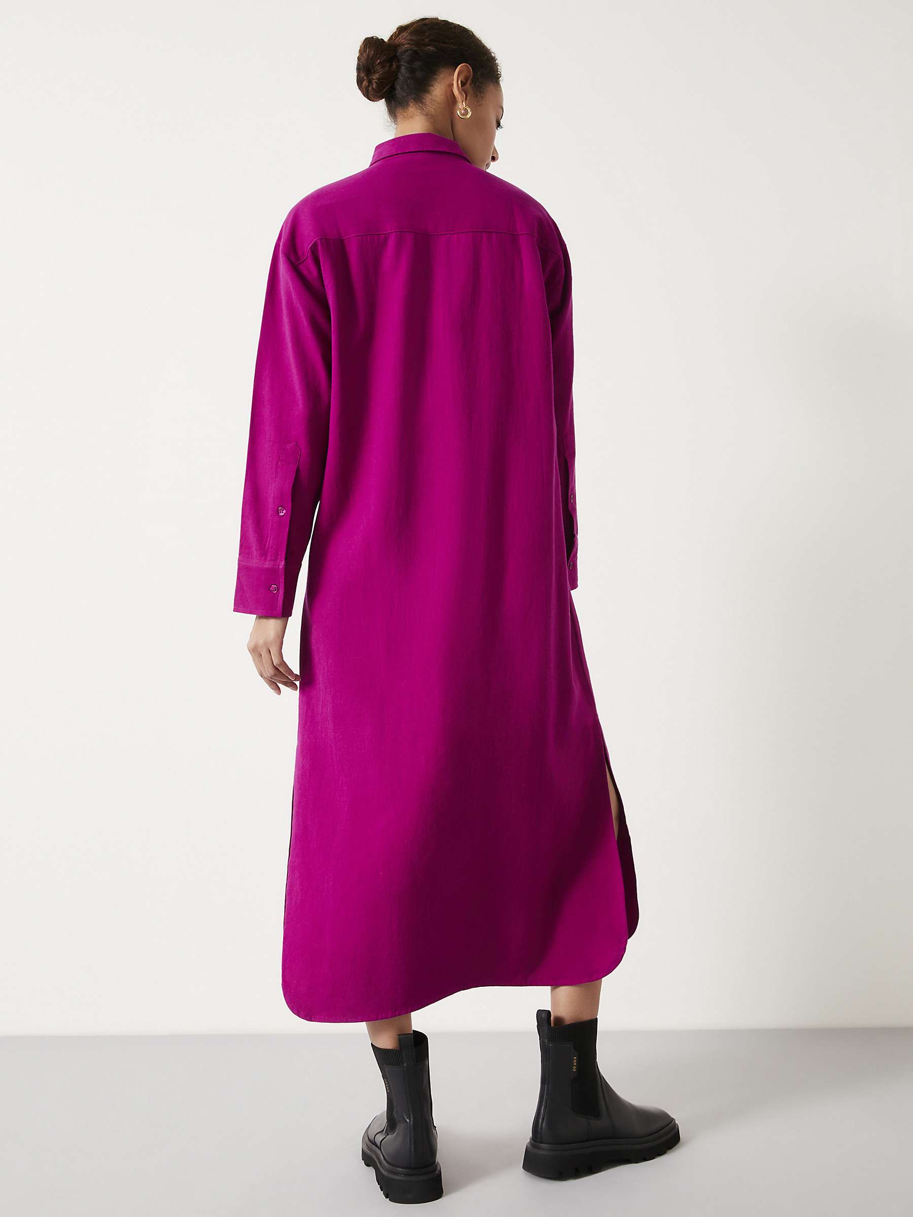 HUSH Alexa Maxi Shirt Dress, Dark Pink at John Lewis & Partners
