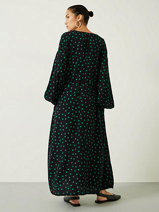 HUSH Aimee Polka Dot Maxi Dress, Black/Green