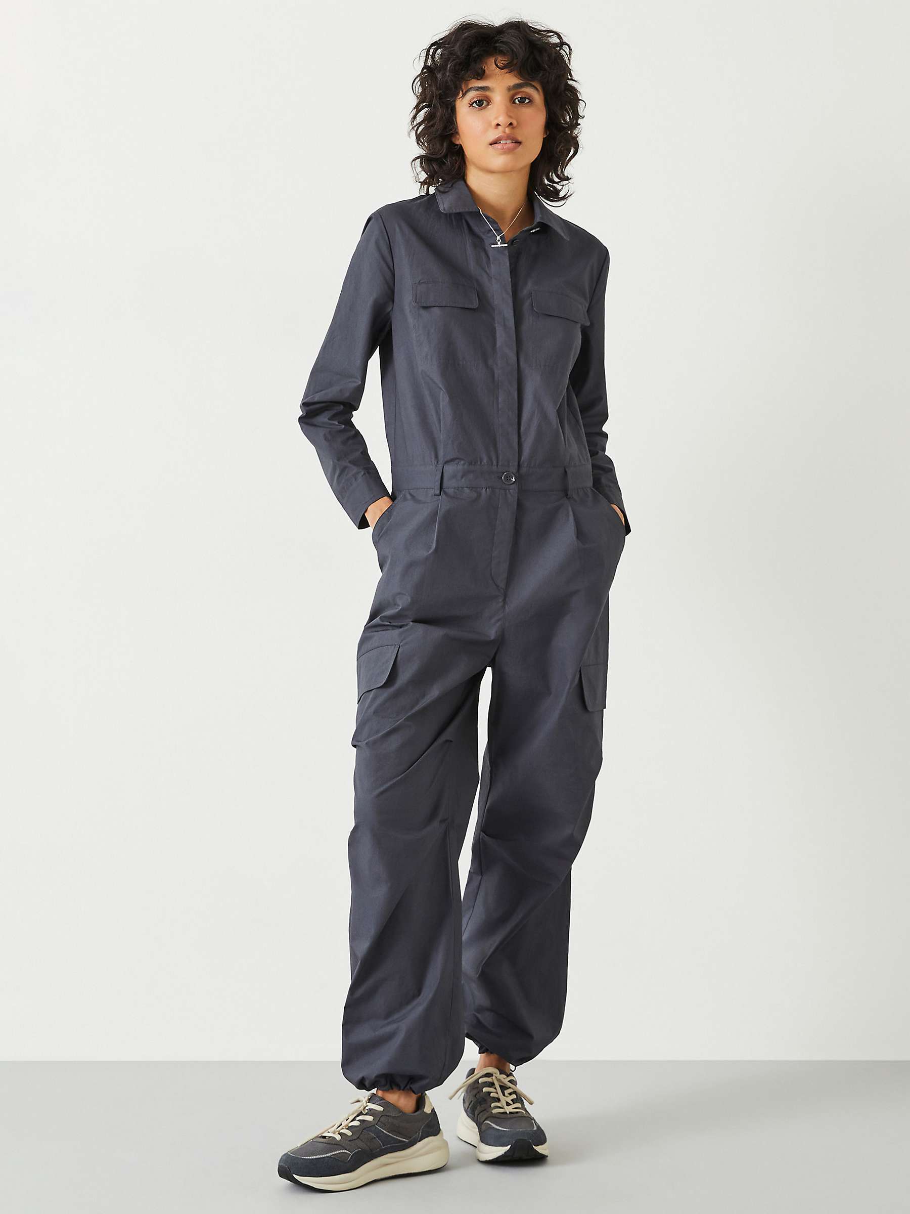 Buy HUSH Long Sleeve Cotton Cargo Jumpsuit, Slate Grey Online at johnlewis.com