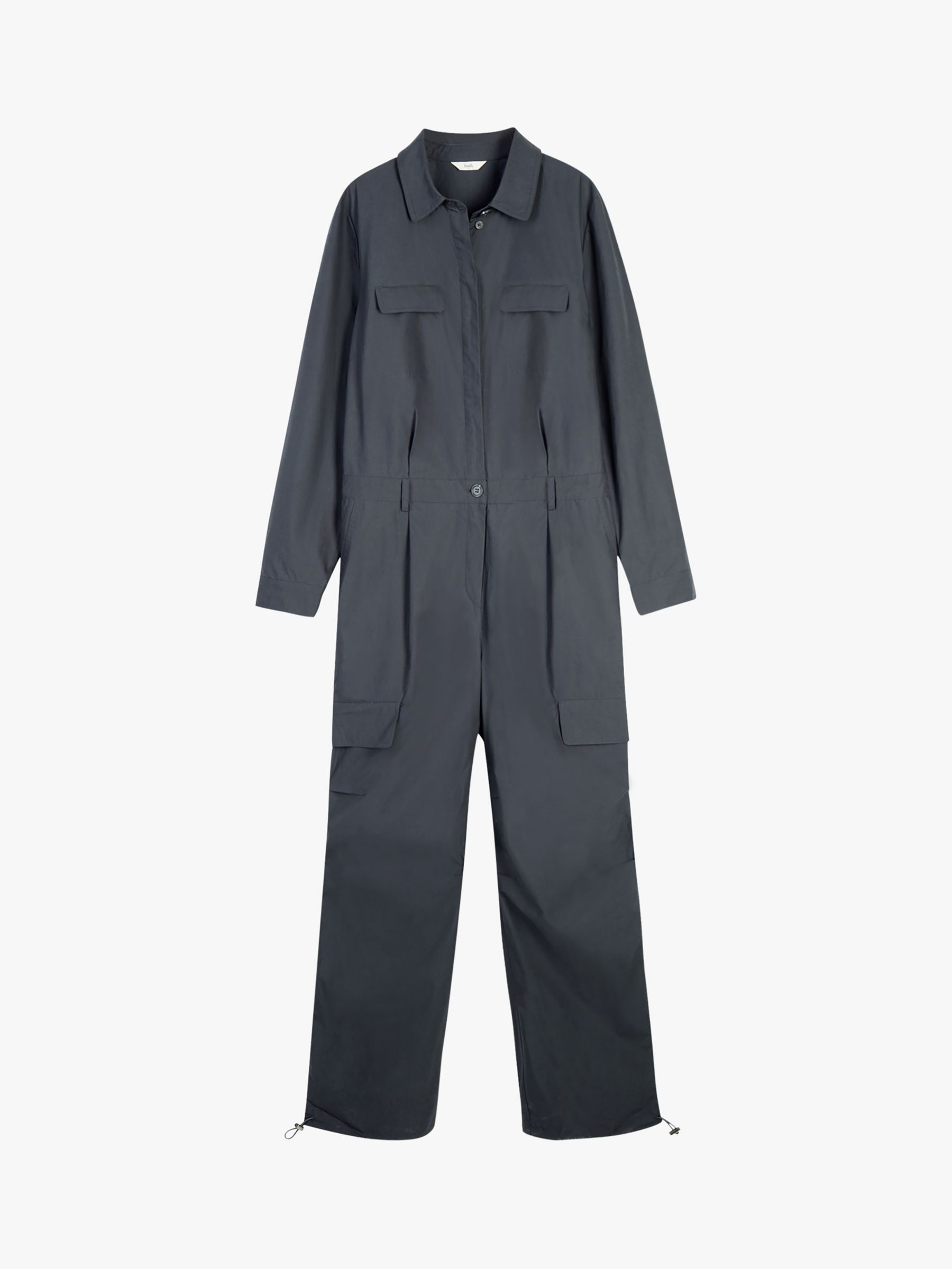 HUSH Long Sleeve Cotton Cargo Jumpsuit, Slate Grey at John Lewis & Partners