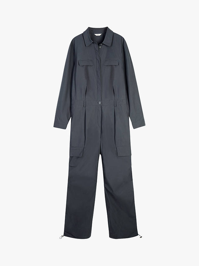 HUSH Long Sleeve Cotton Cargo Jumpsuit, Slate Grey