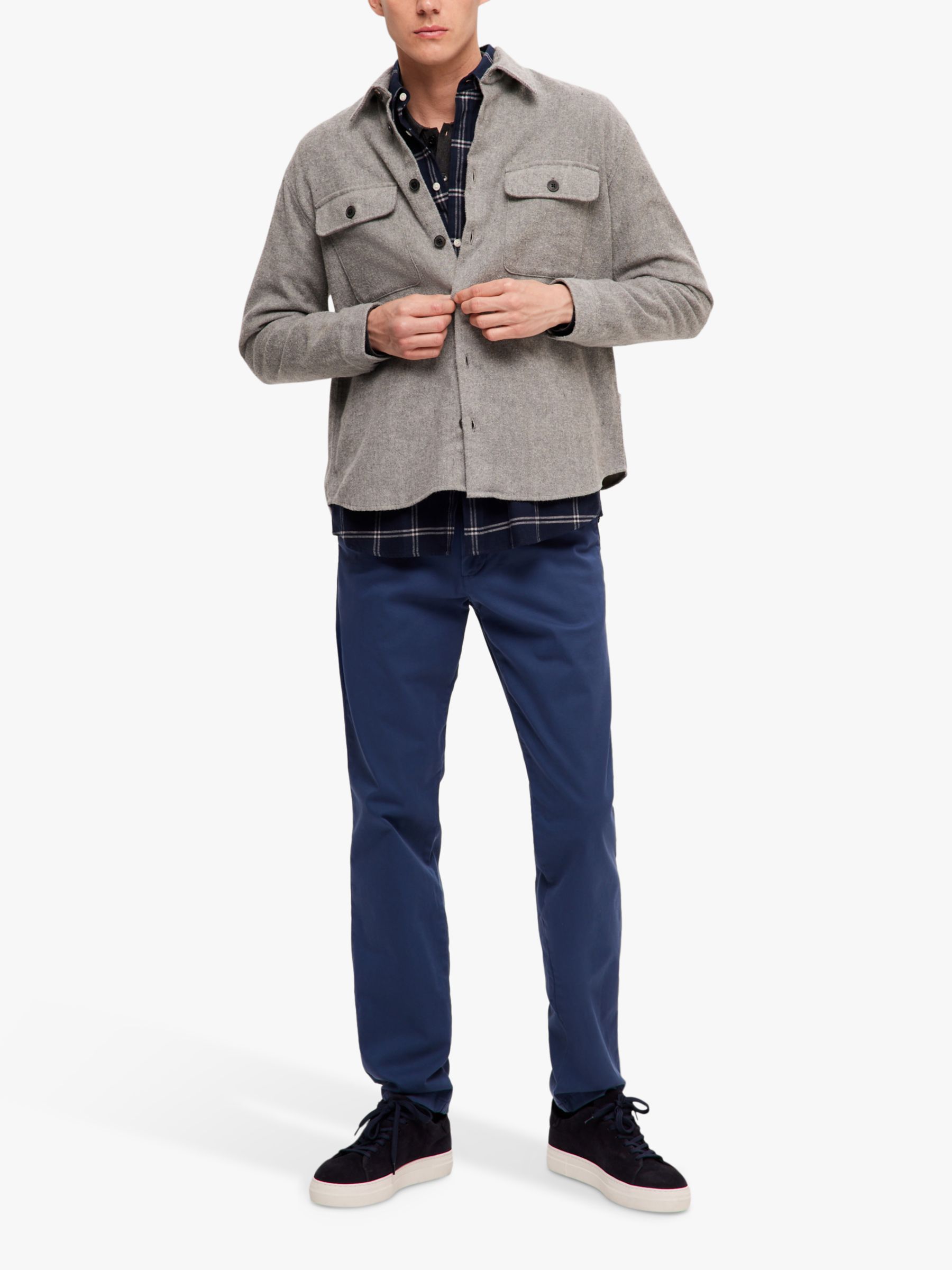 Buy SELECTED HOMME Mason Twill Overshirt, Grey Online at johnlewis.com