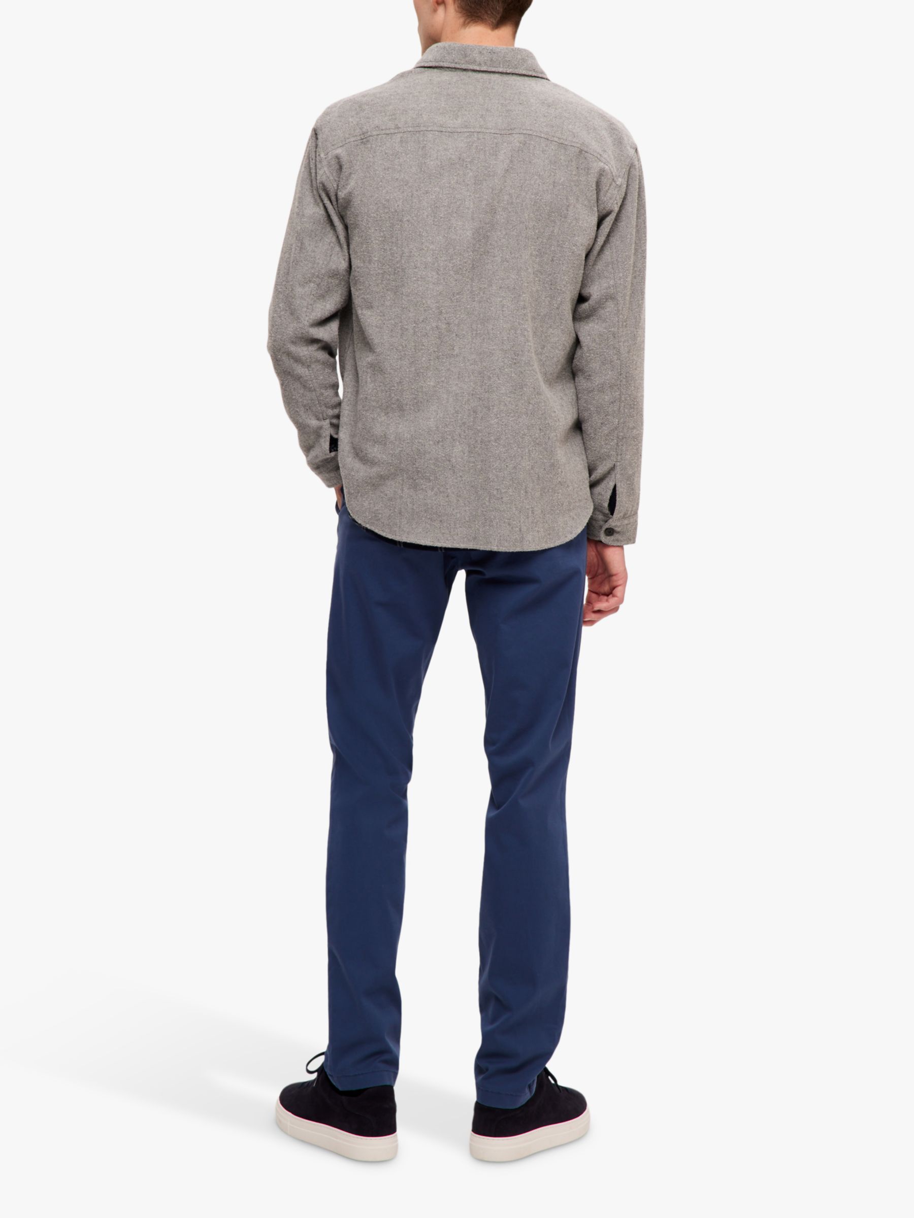 SELECTED HOMME Mason Twill Overshirt, Grey at John Lewis & Partners