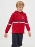 FatFace Kids' Hooded Stripe T-Shirt, Cherry Red