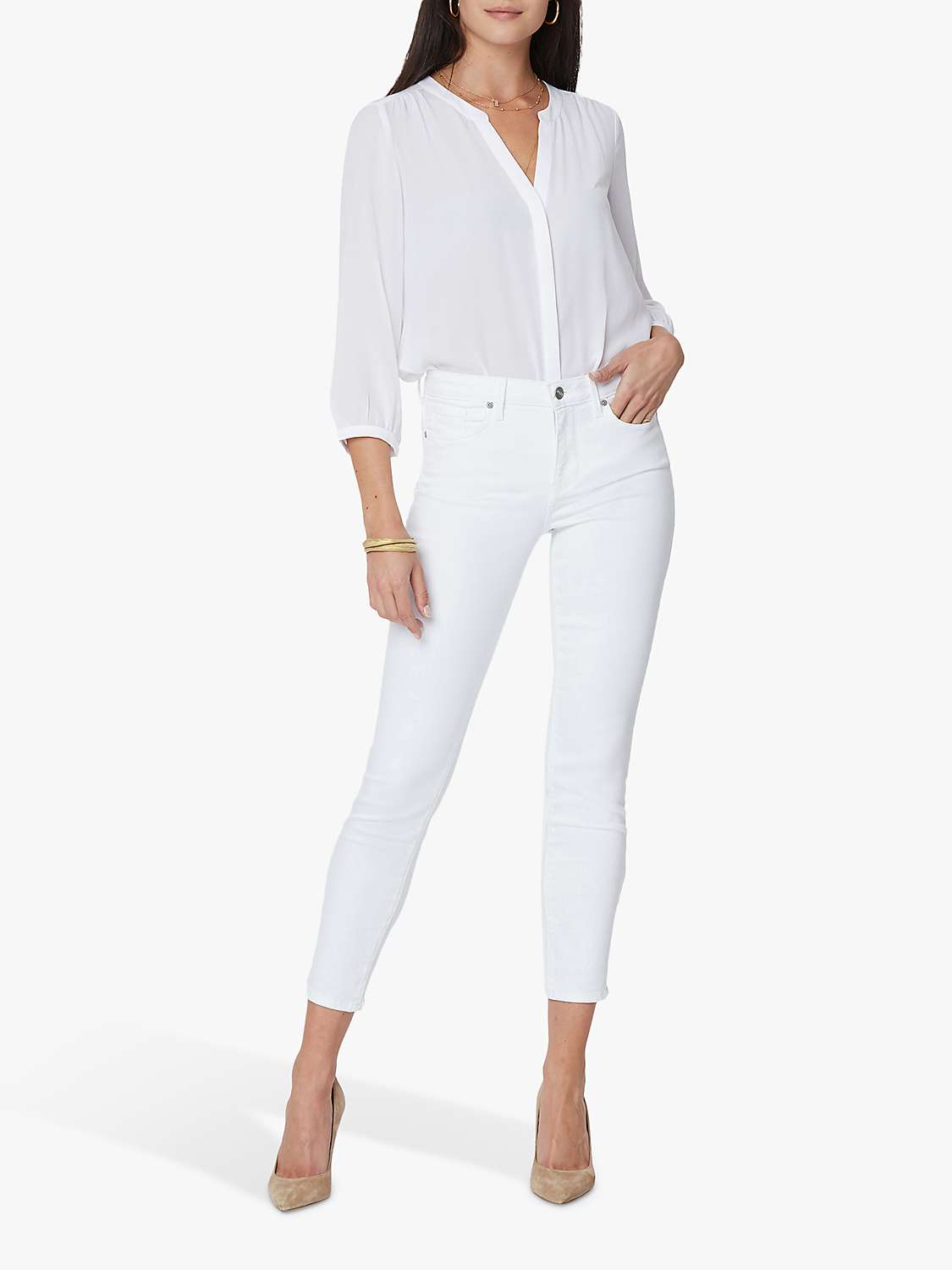 NYDJ Alina Skinny Ankle Grazer Jeans, Optic White at John Lewis & Partners