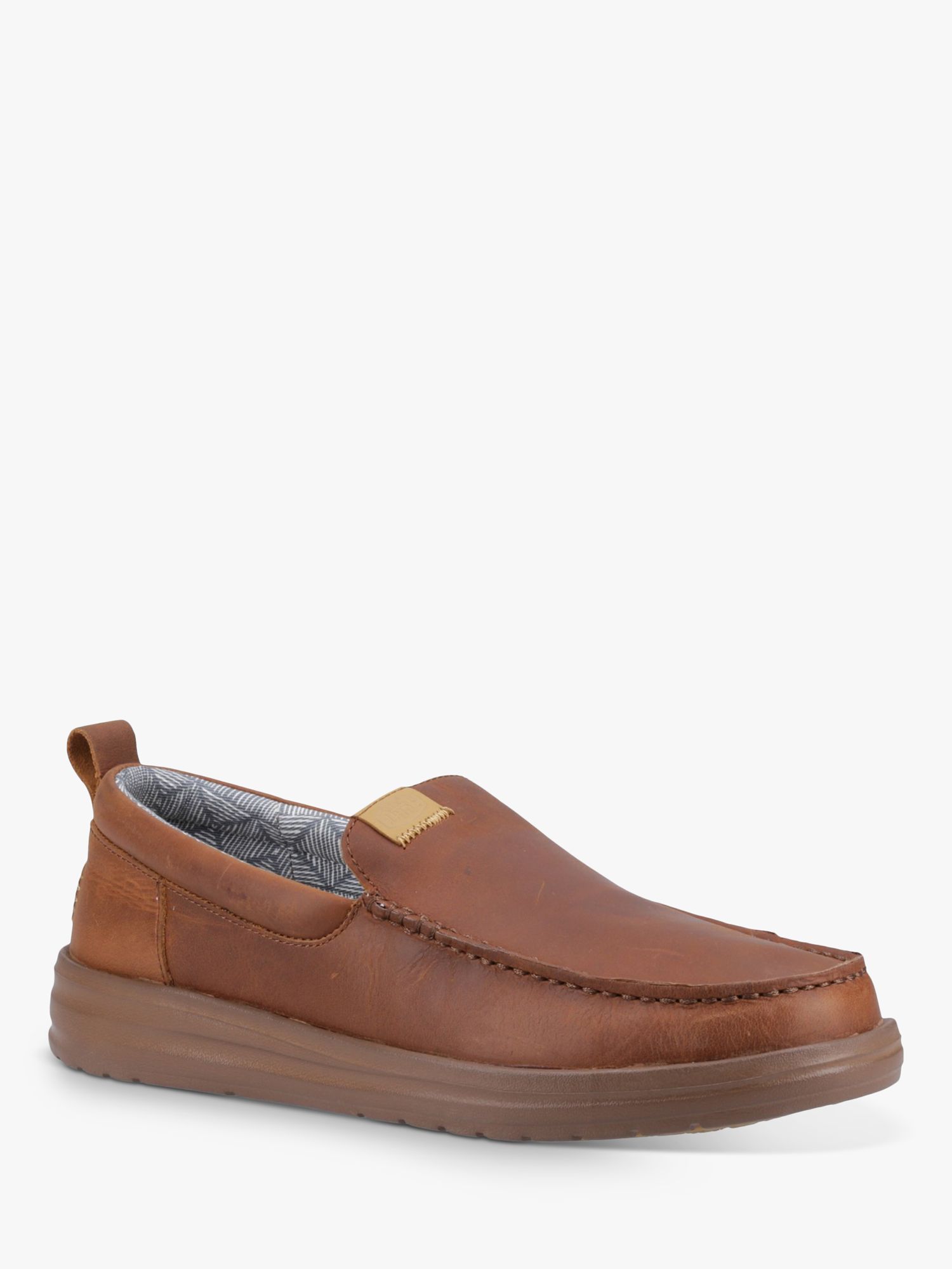 Hey Dude Wally Grip Moccasin Shoes, Brown at John Lewis & Partners