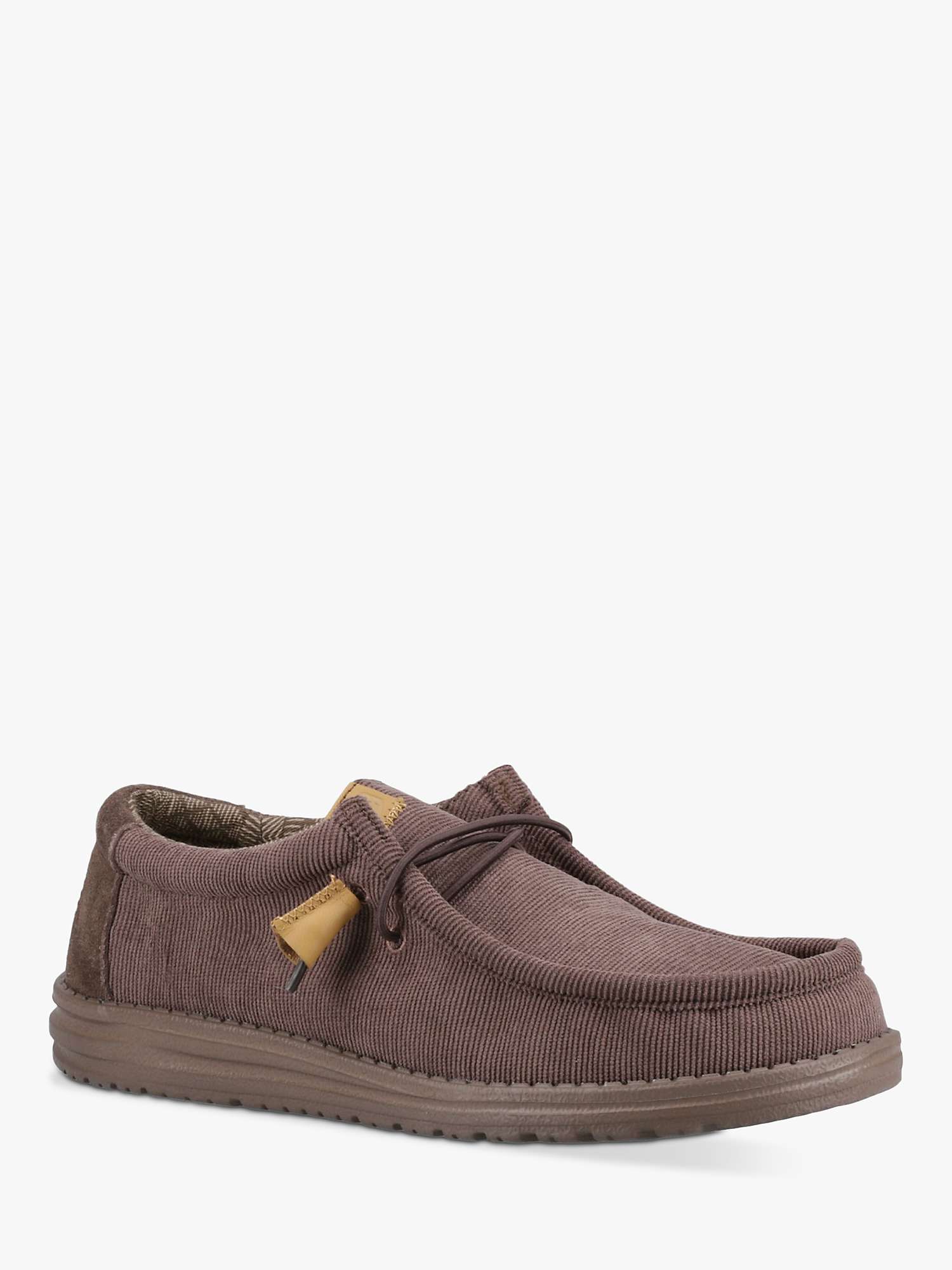 Hey Dude Wally Corduroy Moccasins, Chocolate at John Lewis & Partners