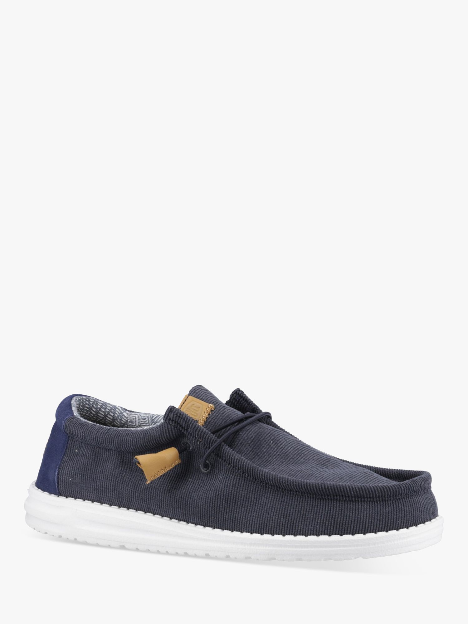 Hey Dude Wally Corduroy Moccasins, Navy at John Lewis & Partners
