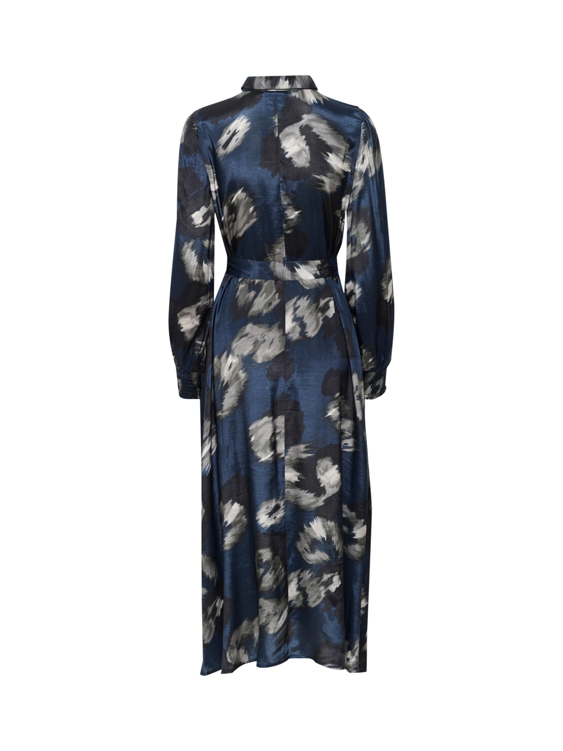 KAFFE Louisa Belted Shirt Dress, Blue/Multi at John Lewis & Partners