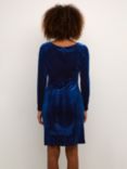 KAFFE Kelly Velvet Knee Length Dress, Midnight Marine