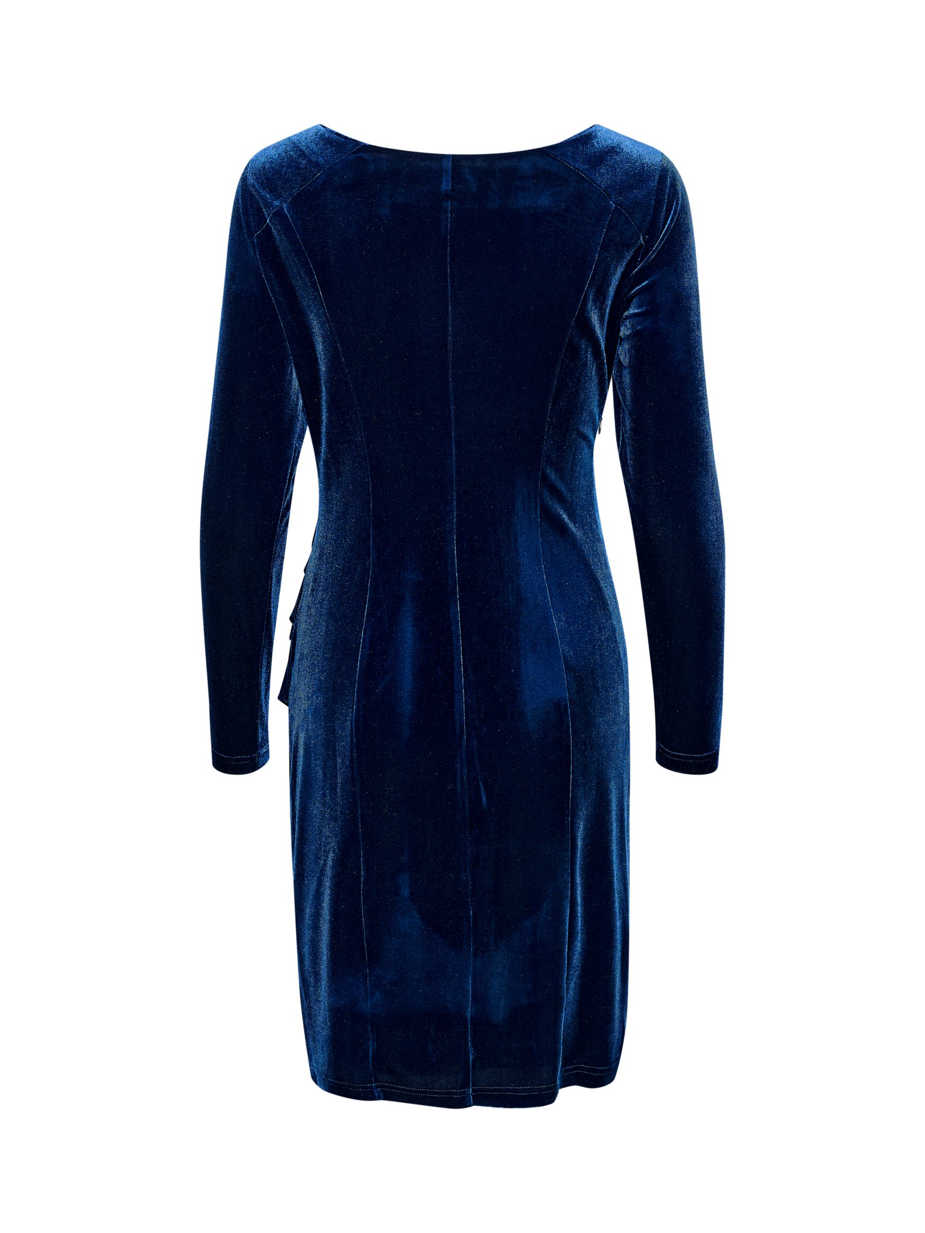 KAFFE Kelly Velvet Knee Length Dress, Midnight Marine at John Lewis ...