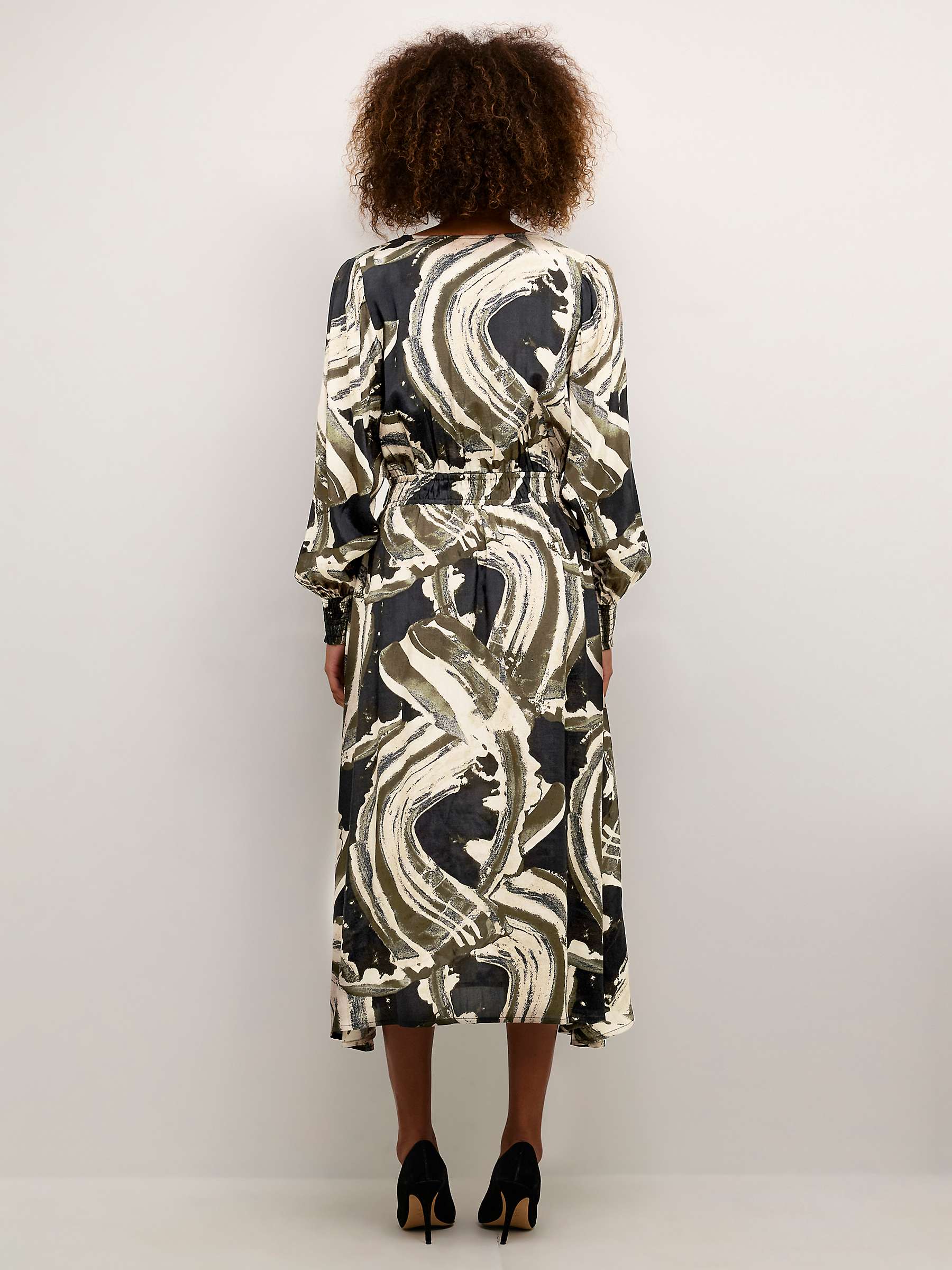 Buy KAFFE Sophia Wrap Midi Dress, Black/Green Online at johnlewis.com