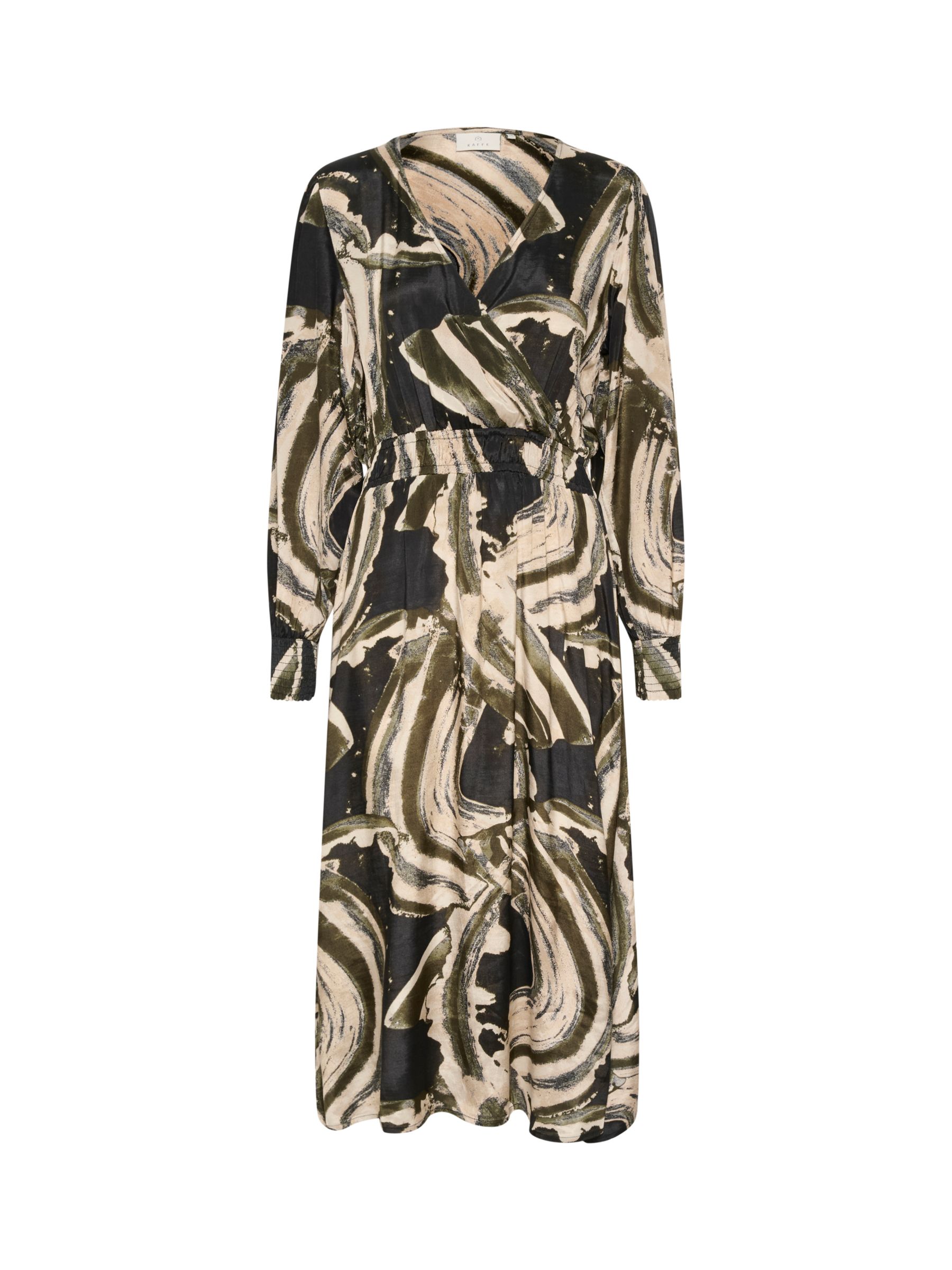 KAFFE Sophia Wrap Midi Dress, Black/Green at John Lewis & Partners