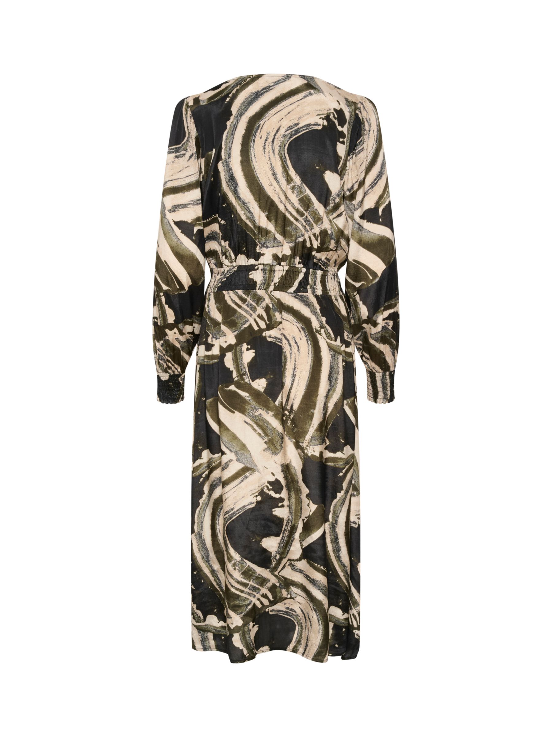 KAFFE Sophia Wrap Midi Dress, Black/Green at John Lewis & Partners
