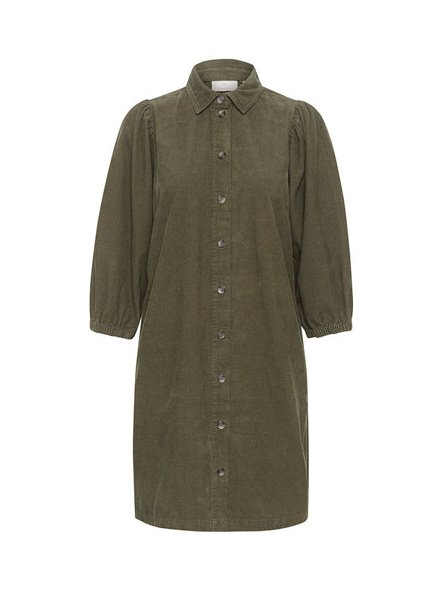 KAFFE Eva Corduroy Shirt Dress, Forest Night at John Lewis & Partners