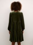 KAFFE Ursula Velvet Knee Length Dress, Forest Night