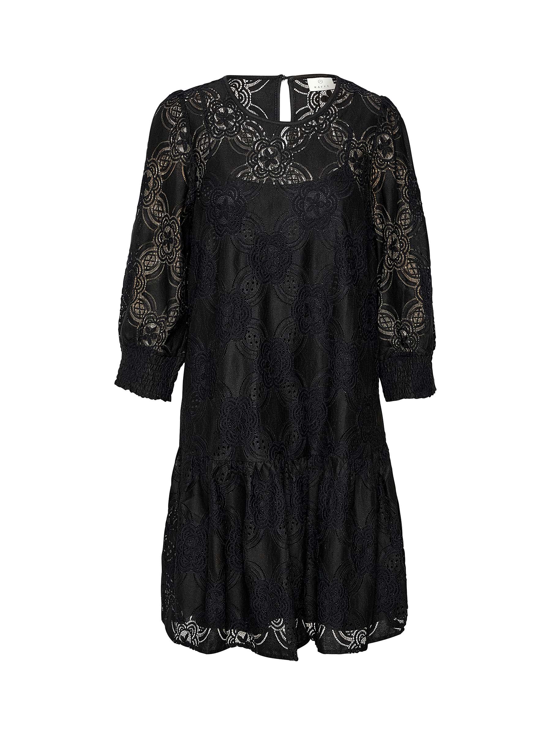 Buy KAFFE Raula Lace 3/4 Sleeve Short Dress, Black Online at johnlewis.com