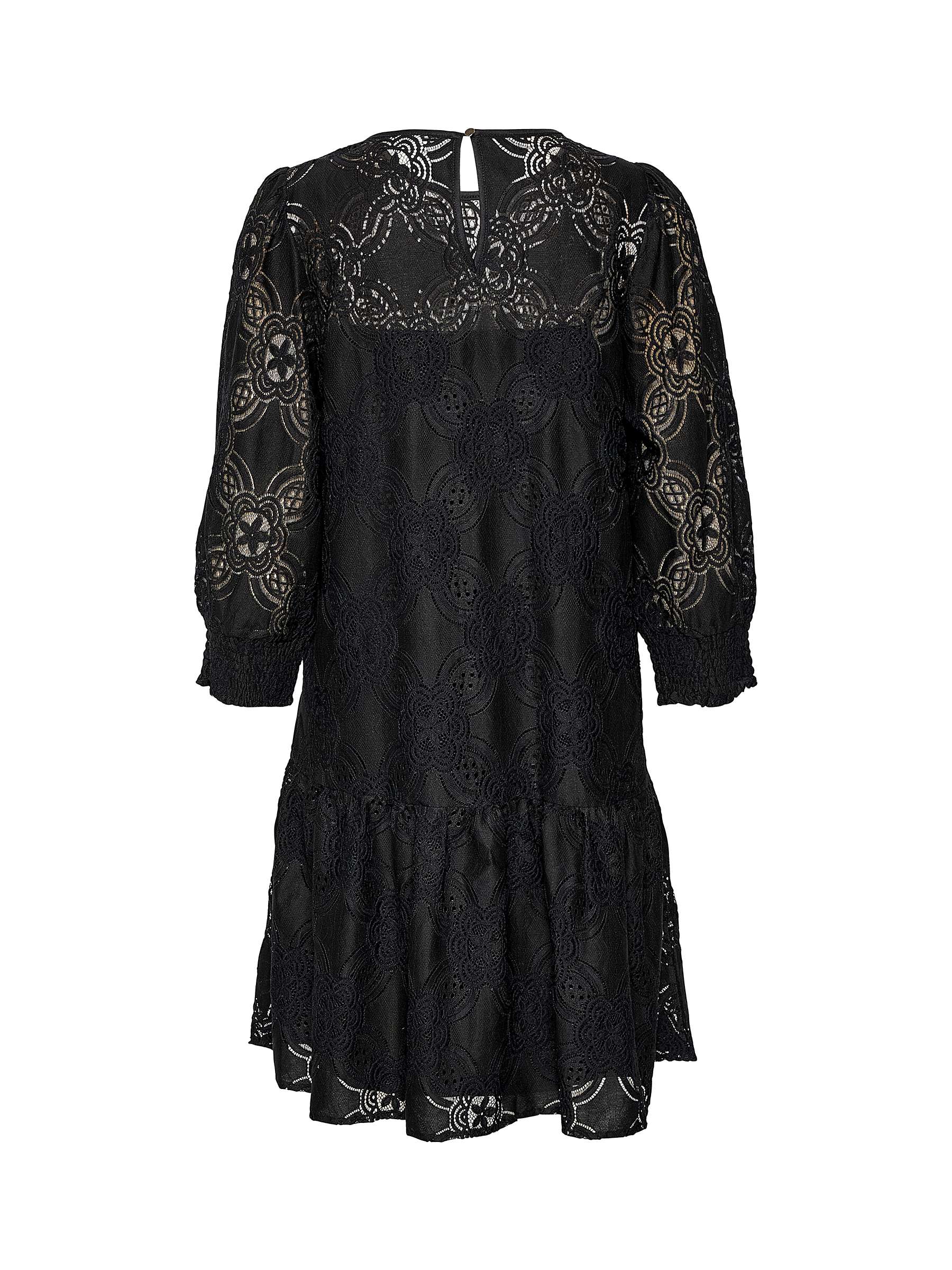 Buy KAFFE Raula Lace 3/4 Sleeve Short Dress, Black Online at johnlewis.com