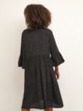 KAFFE Liv Metallic Pinstripe V-Neck Dress, Black