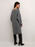 KAFFE Ella Pullover Rib Knit V-Neck Dress, Grey Melange