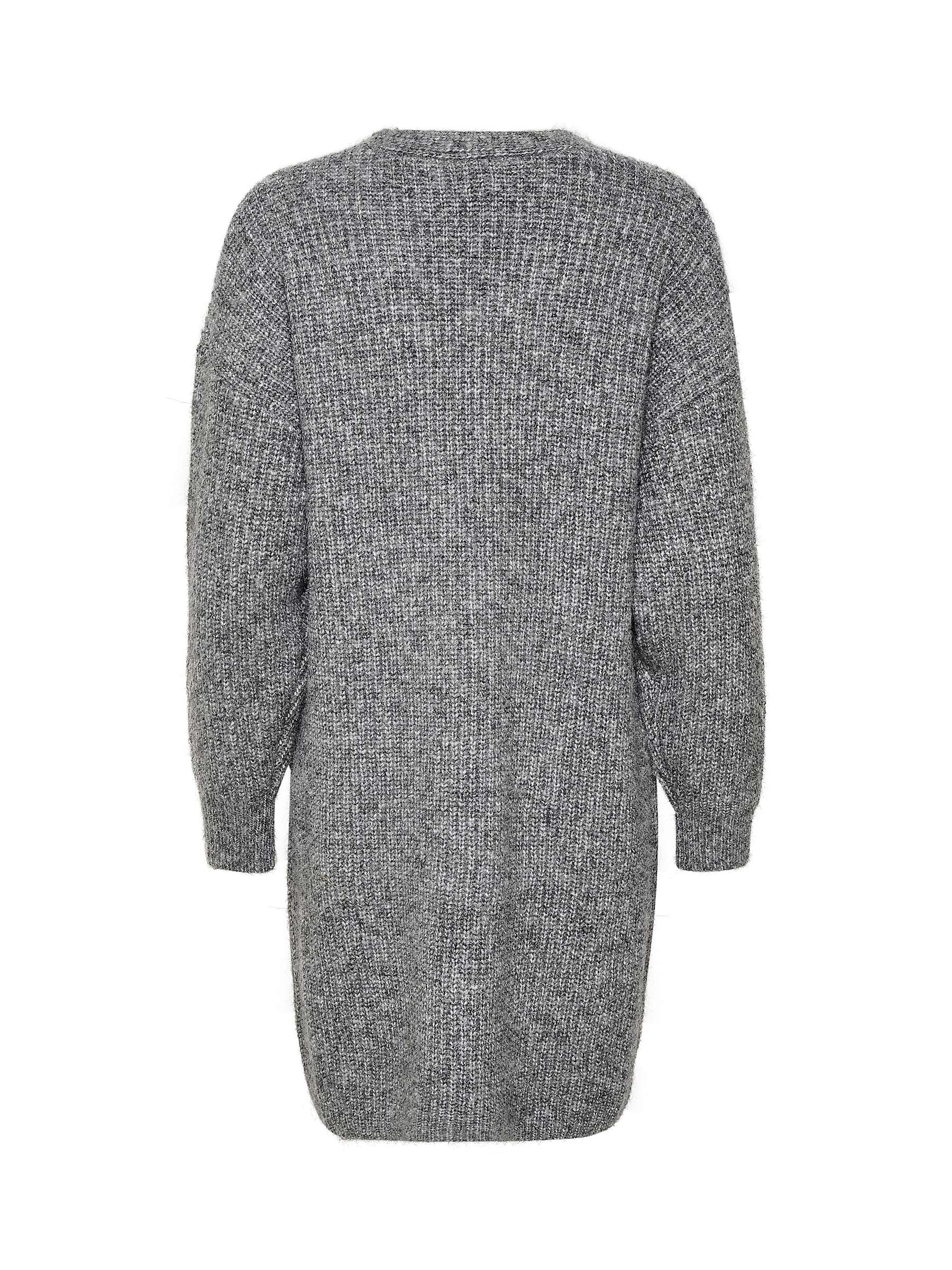 Buy KAFFE Ella Pullover Rib Knit V-Neck Dress, Grey Melange Online at johnlewis.com