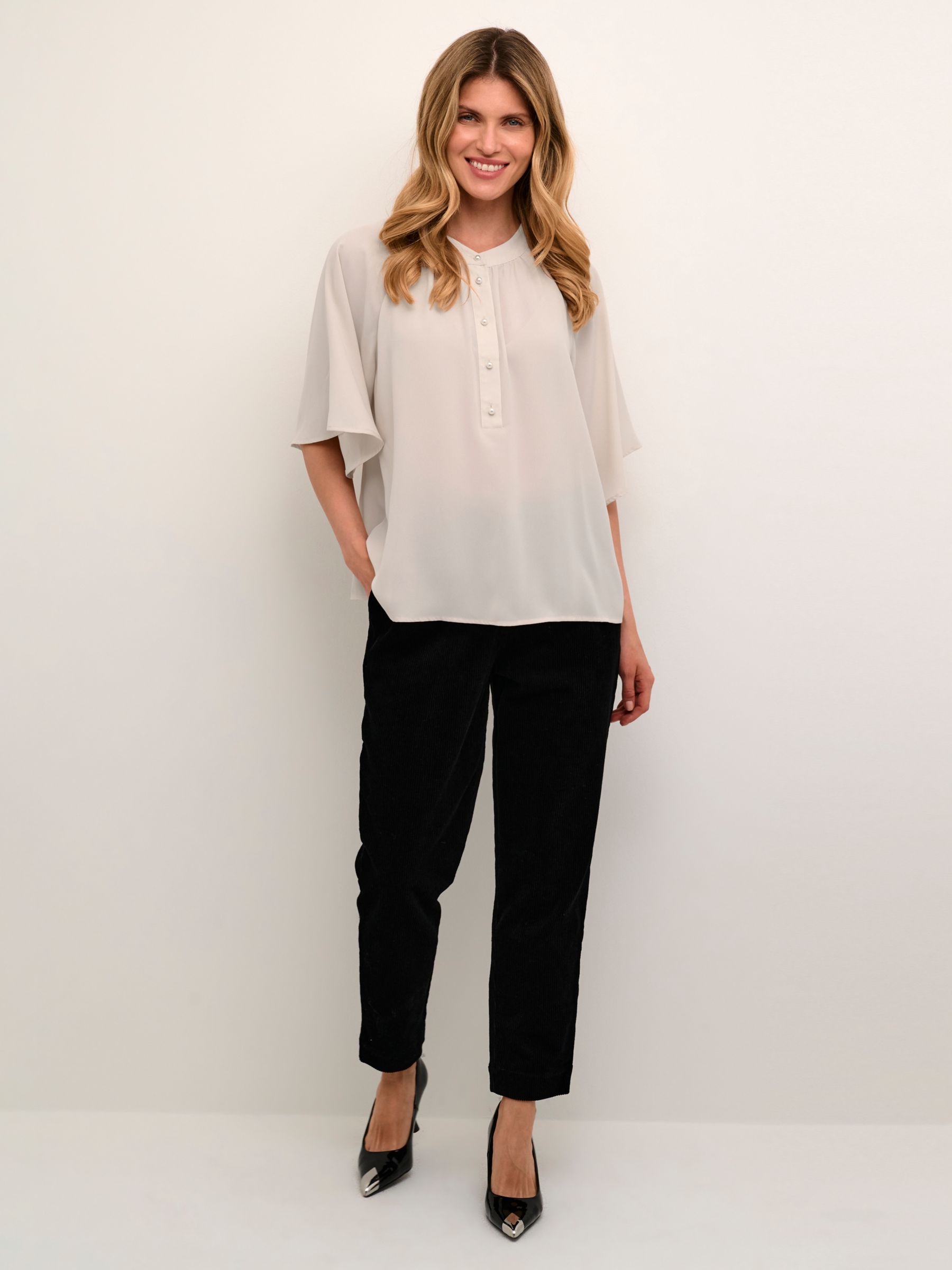 KAFFE Ditte Blouse, Feather Grey at John Lewis & Partners