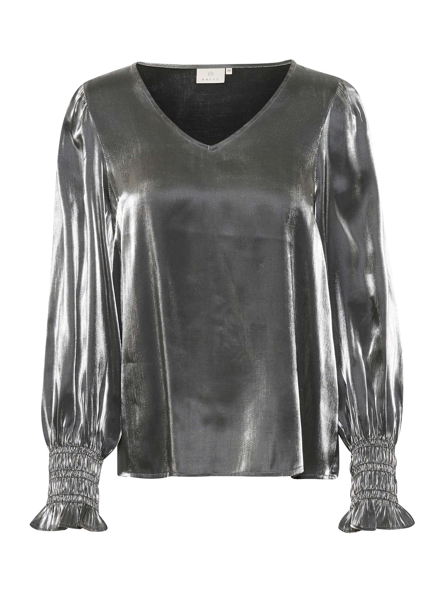 Buy KAFFE Mille Balloon Sleeve Blouse, Silver Online at johnlewis.com