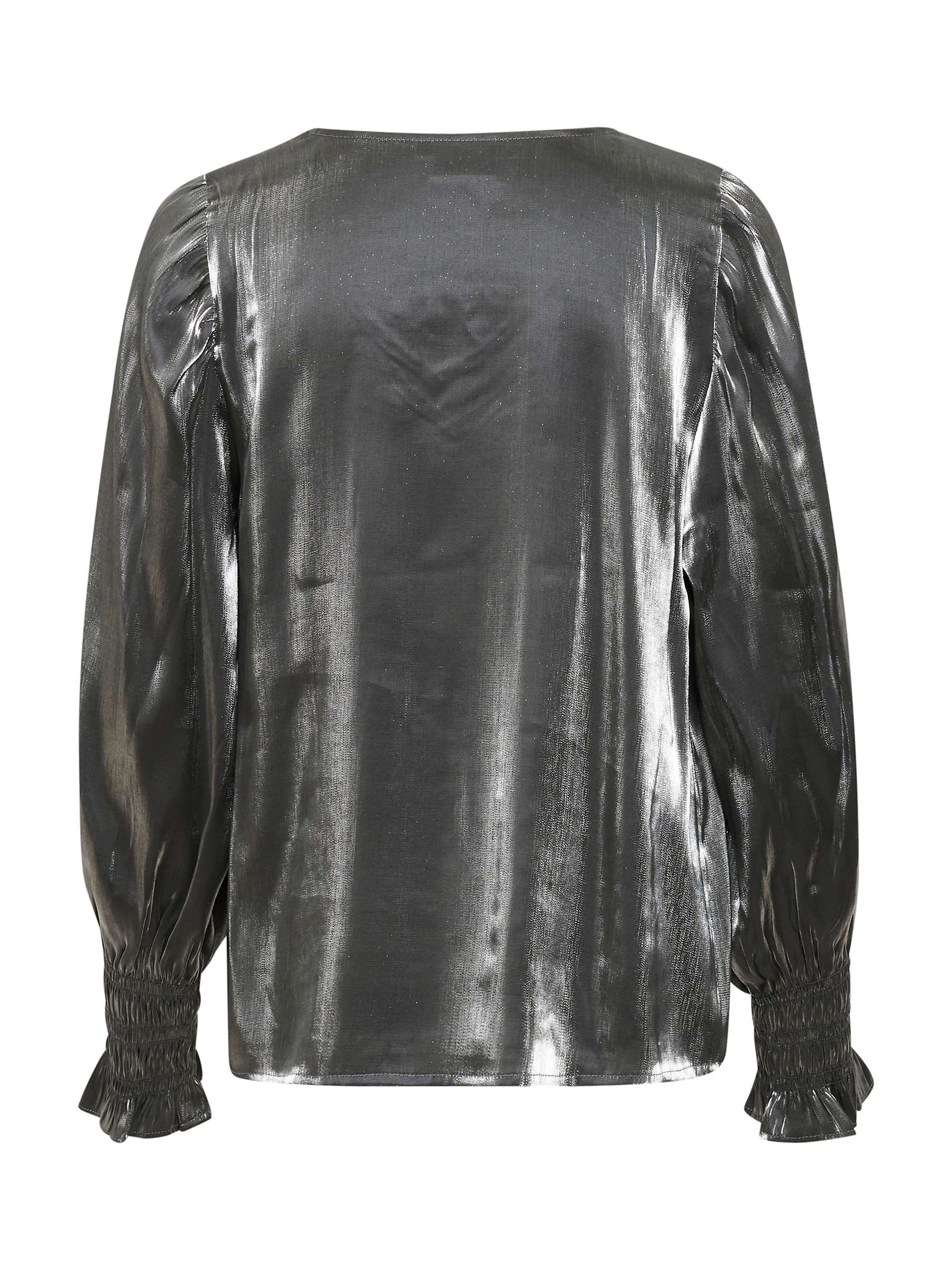 Buy KAFFE Mille Balloon Sleeve Blouse, Silver Online at johnlewis.com