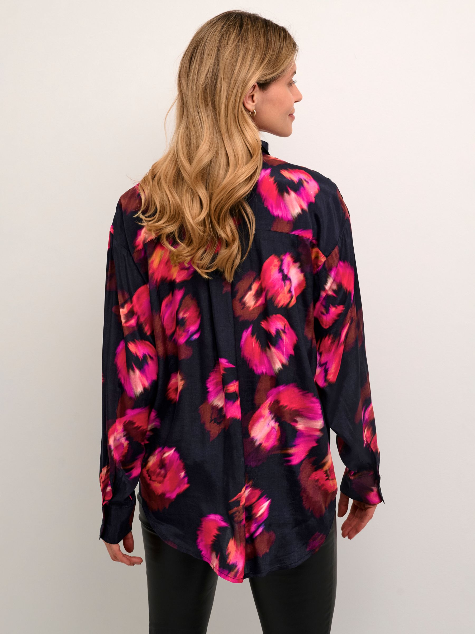KAFFE Louisa Sundried Flower Shirt, Black/Multi at John Lewis & Partners