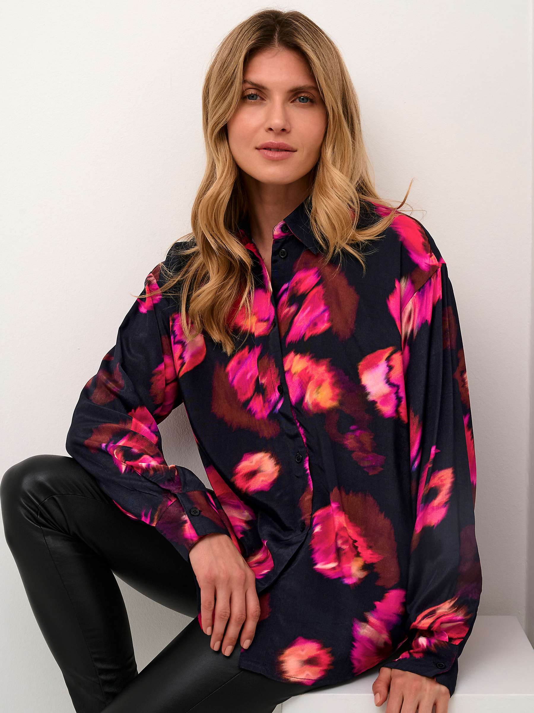 Buy KAFFE Louisa Sundried Flower Shirt, Black/Multi Online at johnlewis.com
