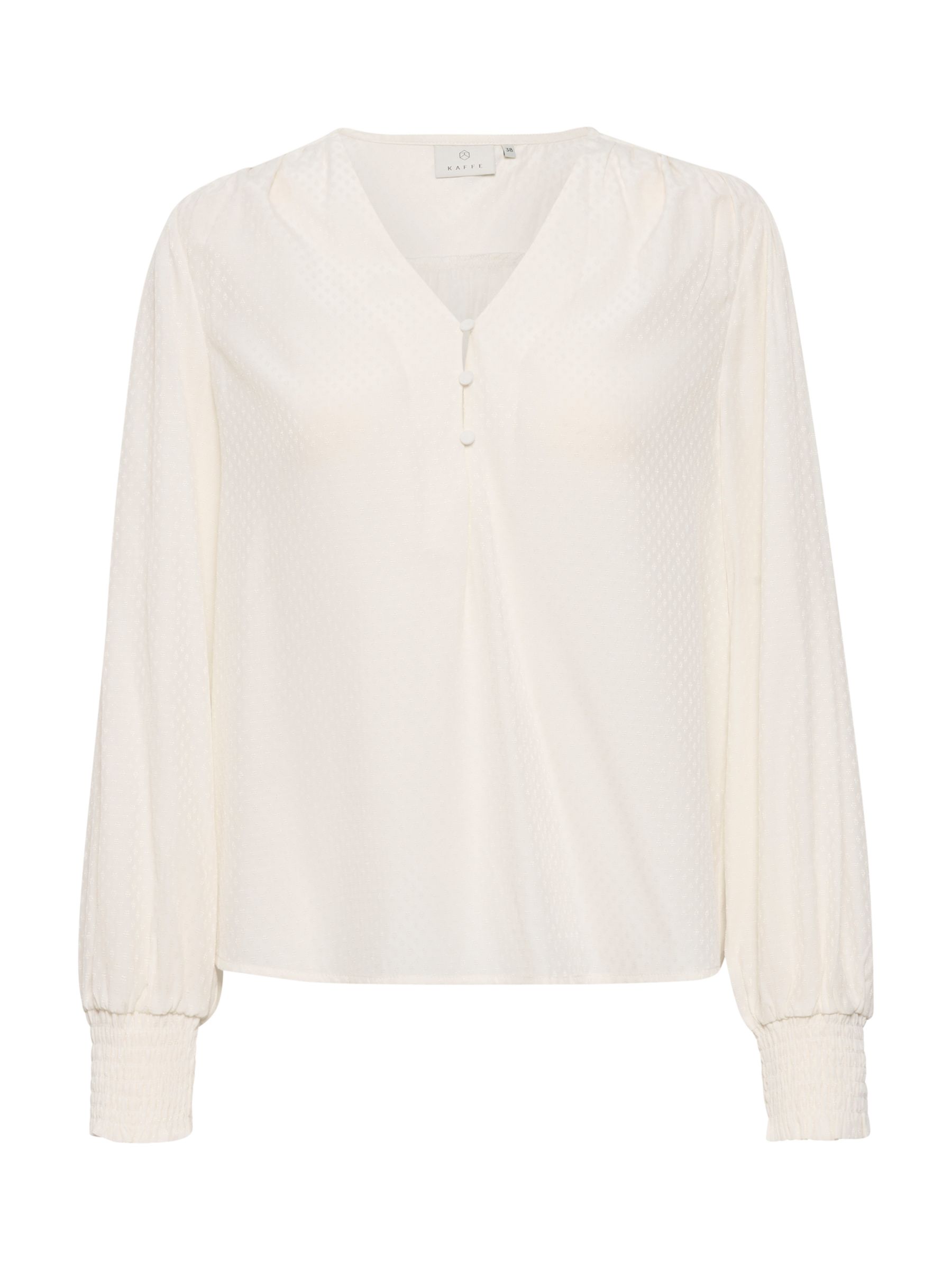 KAFFE Tia V-Neck Blouse, Chalk