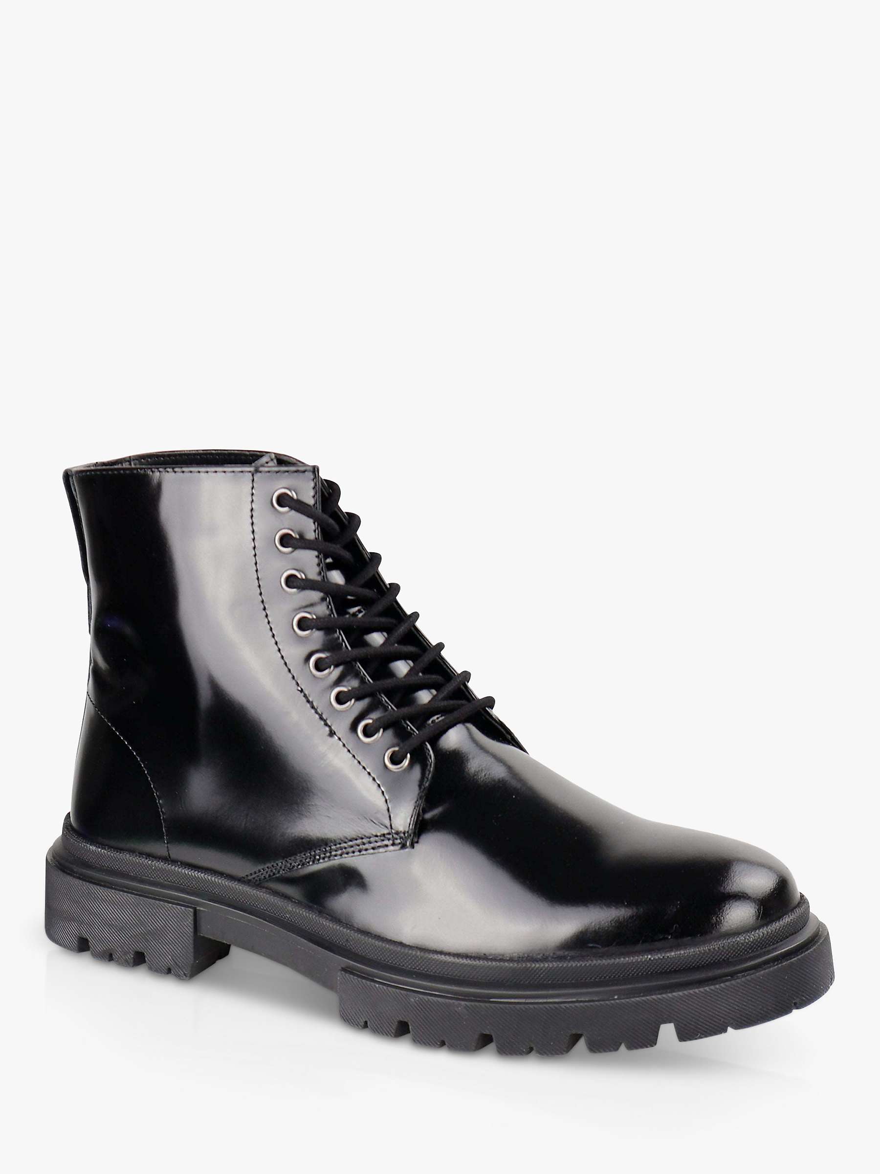 Buy Silver Street London Greenwich Patent Leather Lace Up Ankle Boots, Black Online at johnlewis.com