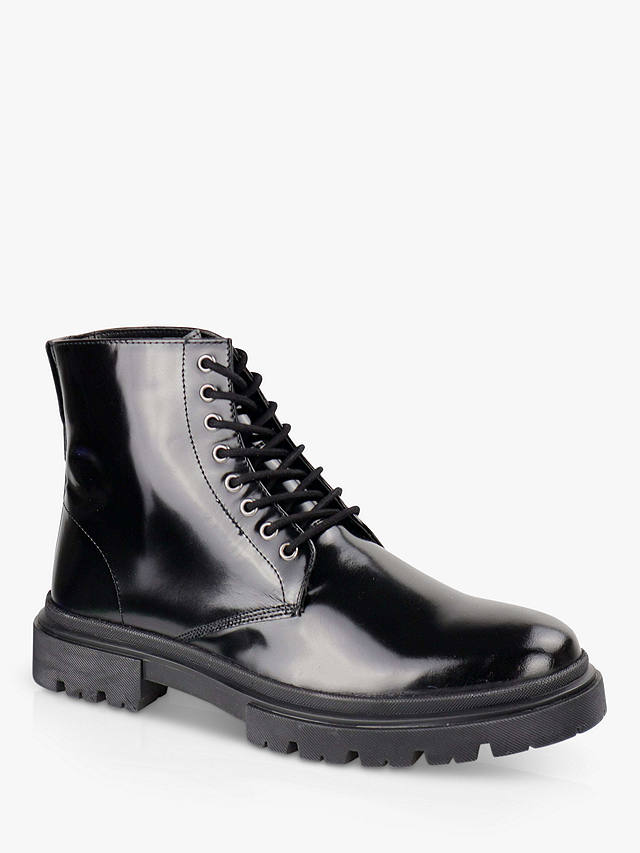 Silver Street London Greenwich Patent Leather Lace Up Ankle Boots, Black