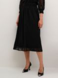KAFFE Chiffon A-Line Midi Skirt, Black Deep