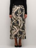 KAFFE Sophia Abstract Print Skirt, Black/Green