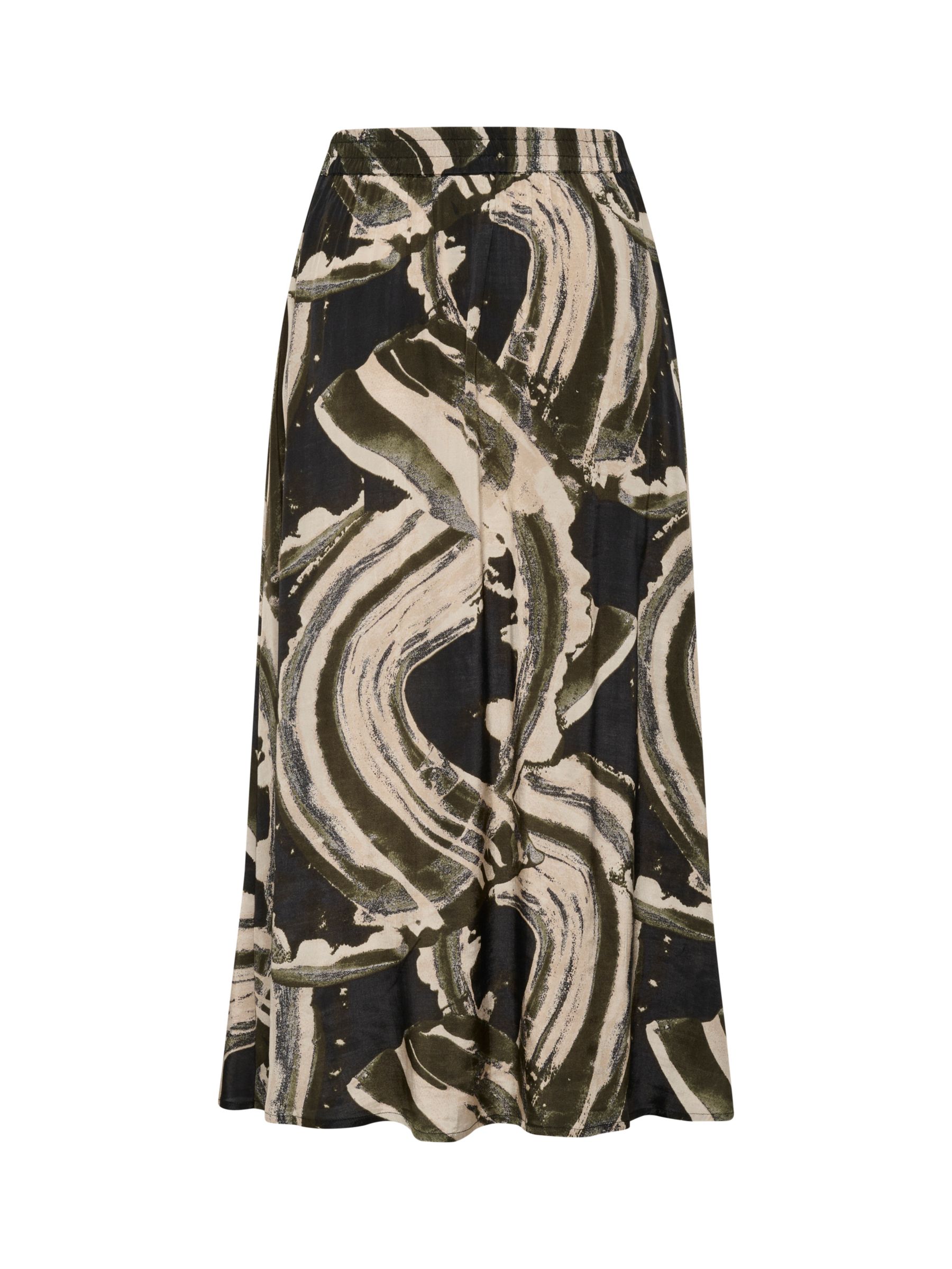 KAFFE Sophia Abstract Print Skirt, Black/Green at John Lewis & Partners