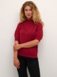 KAFFE Regina Puff Sleeve Metallic Jumper, Sun-dried Tomato