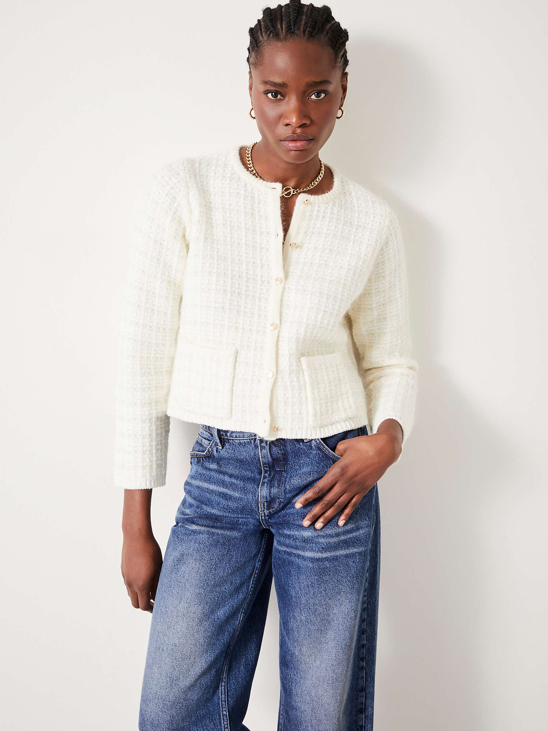 Buy HUSH Bettie Knitted Jacket, Soft White Online at johnlewis.com