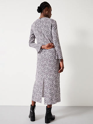 HUSH Milani Contrast Leopard Midi Dress, Grey/Multi